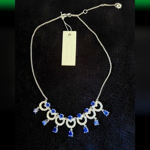 NWT Blue Marchesa Cubic Zirconia Formal Necklace